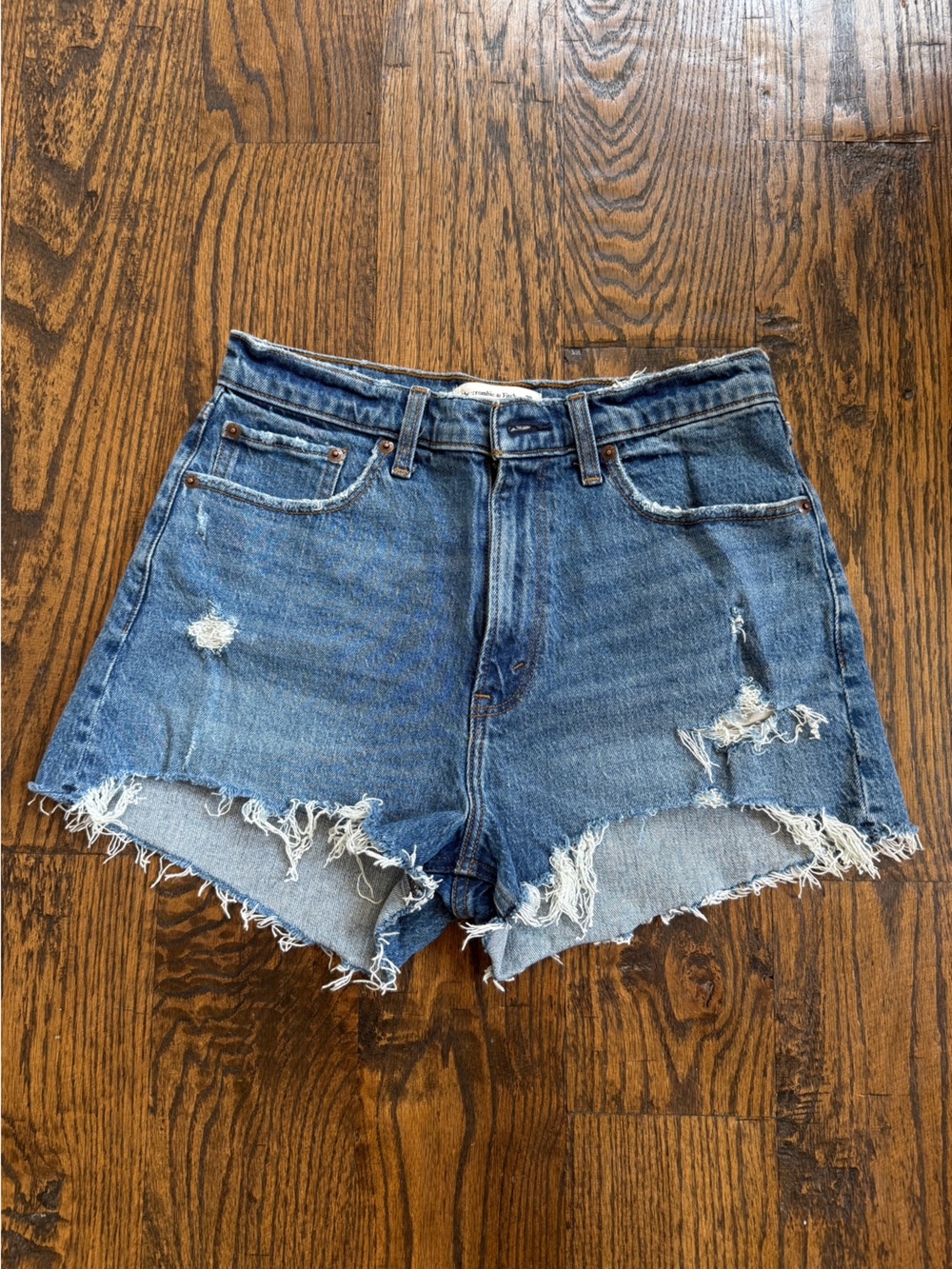 Abercrombie & Fitch The Mom Short Curve Love High Rise Denim Cutoff Shorts